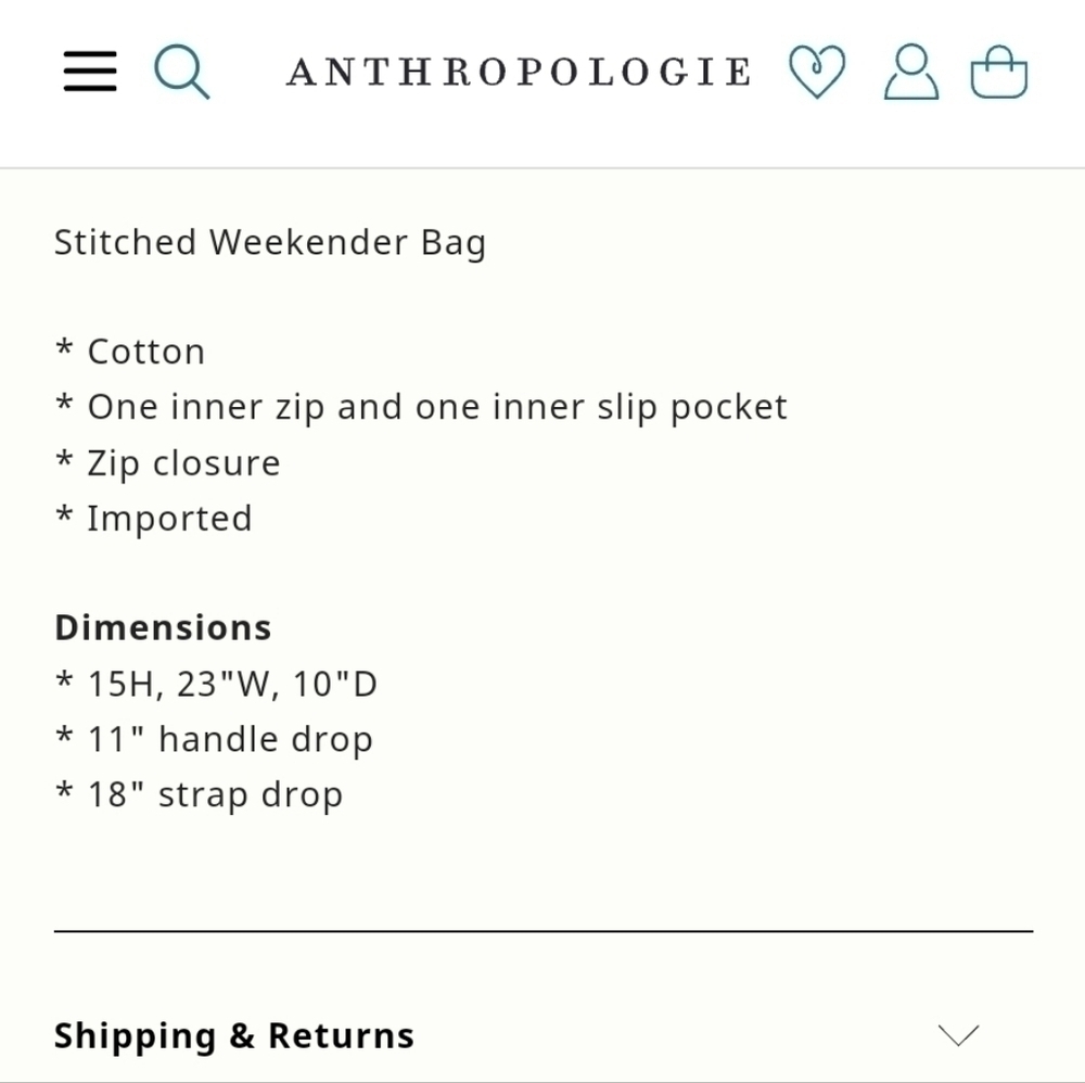 NWT Anthropologie Stitched Weekender Bag - Picture 4 of 7